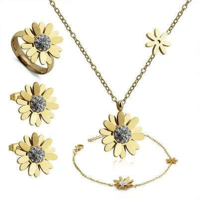 18k gold flower jewelry set