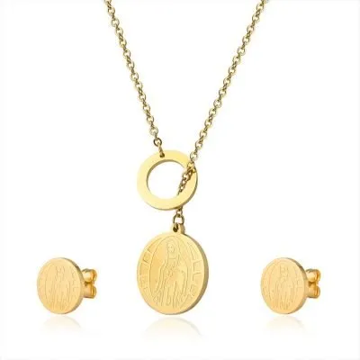18k gold jewelry disc circle set