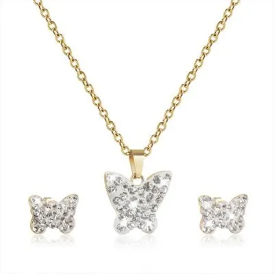 Crystal butterfly jewelry set