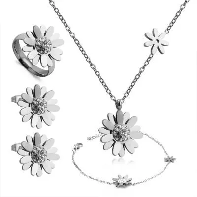 Silver plated steel jewelry set
