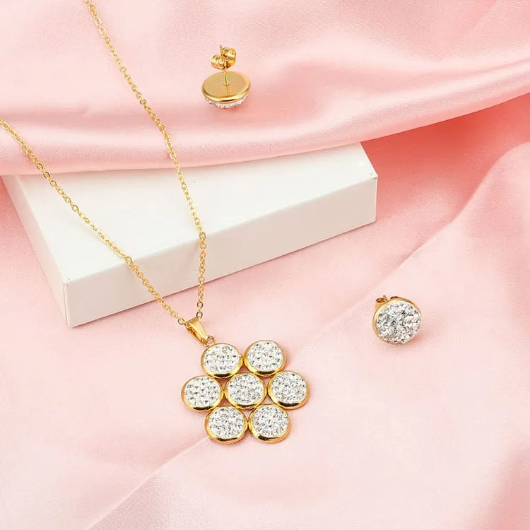 flower gold plated set jewelry