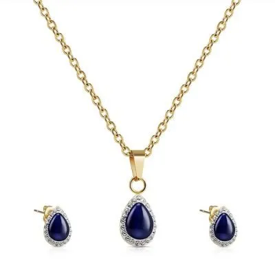 stainless steel blue teardrop jewelry