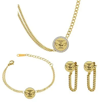 3 piece angel wing jewelry set for mother