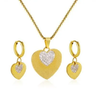 diamond heart jewelry set for wedding