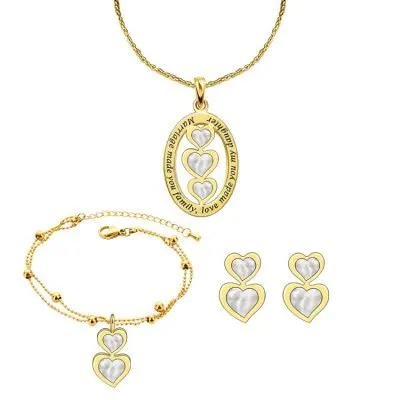 double heart girls shell jewelry set