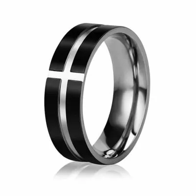 Engravable Black Stainless Steel Ring