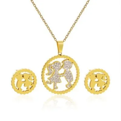Gold diamond couple jewelry set