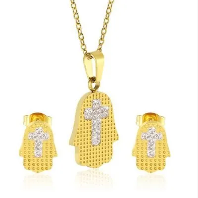 Gold diamond cross hand jewels