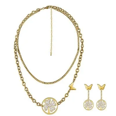 gold plated butterfly clover mother set jewelry