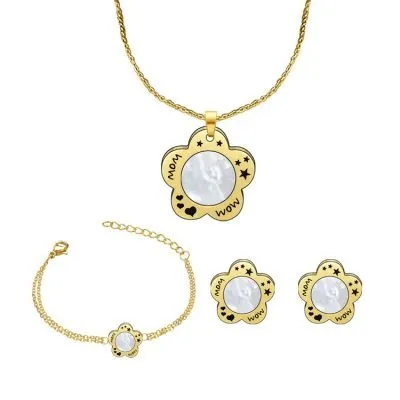 Gold set jewelry shell flower for mother