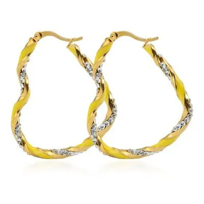 huggie yellow heart hoop earrings