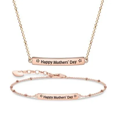 14k rose gold engravable bar jewelry set