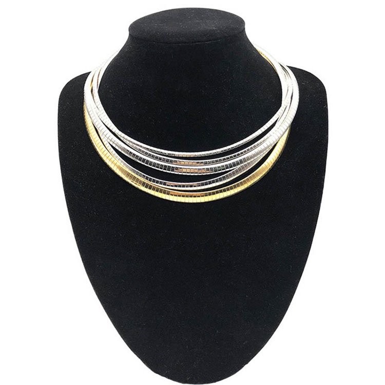 Women's 316L Stainless Steel Cable Wire Jewelry Set - Choker Necklace & Bracelet, Silver