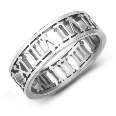 Stainless Steel Roman Numeral Ring