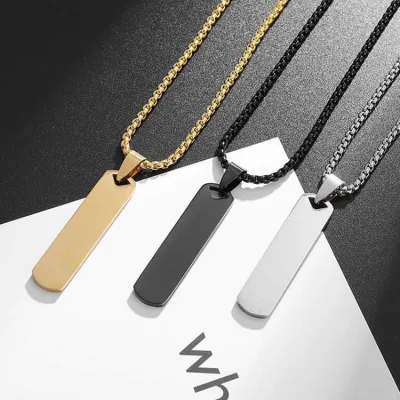 18k Gold Geometric Dog Tag Pendant 1