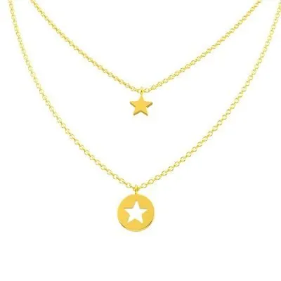 18k gold two layered star pendant
