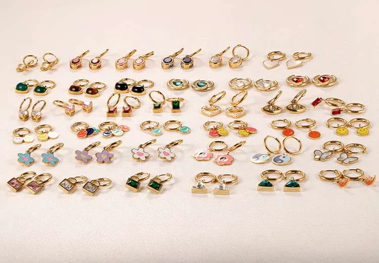 Custom New 18K Gold Stainless Steel Earrings Refer to Figure 14
