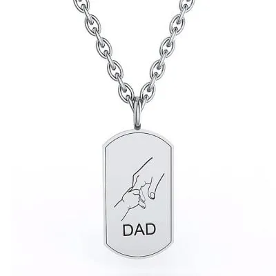 holding hand pattern dad dog tag pendant