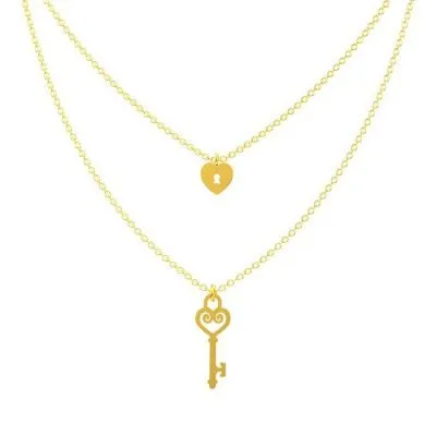 stainless steel heart lock key pendant