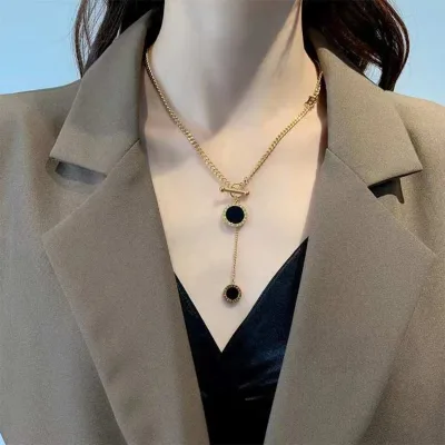 Stainless Steel Roman Numeral Disc Pendant