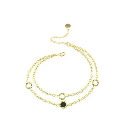 18k gold small disc link bracelet