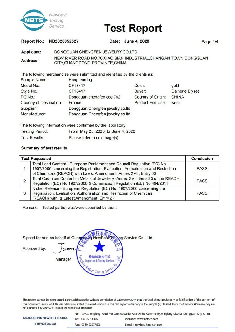Lead-cadmium-nickel test report
