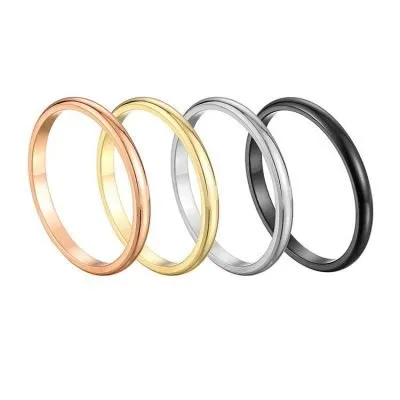 Simple high polished round ring sets