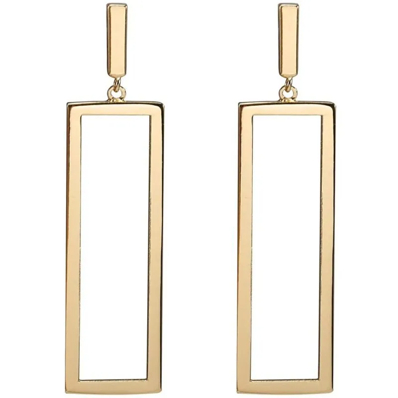 Gold plating stainlesss steel rectangle earrings