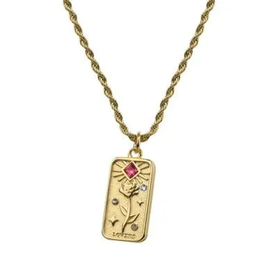Stainless steel rose flower square pendant