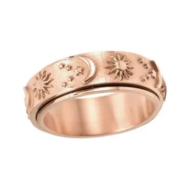 14k rose gold moon star spinner ring