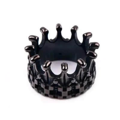 Vintage punk black crown ring