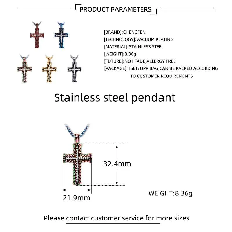 Leather Textured Zircon Cross Pendant (9)