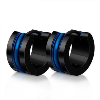 Mens black chunky hoop earrings