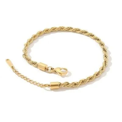 Simple stainless steel twisted rope anklet