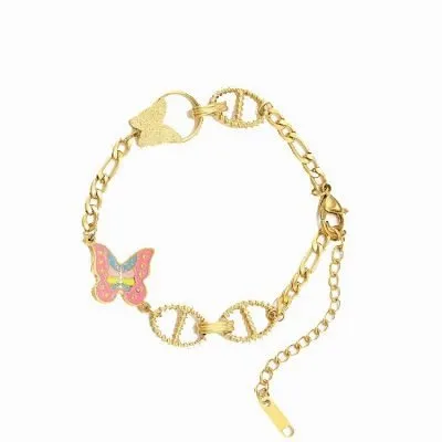 Gold plated pig nose butterfly bracelet