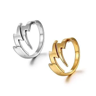 Hip hop stainless steel lightning rings