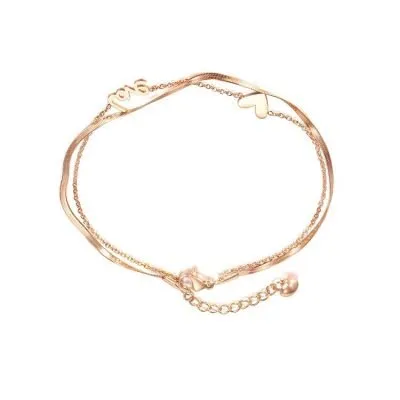 Rose gold heart women's anklet jewelry