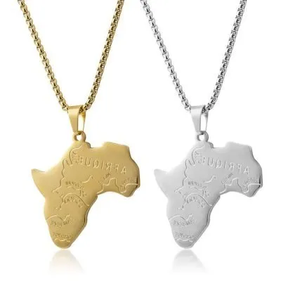 Stainless steel African map pendant