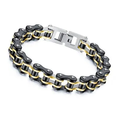 Stainless steel biker bracelet