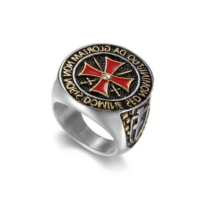 Stainless steel crusader cross ring