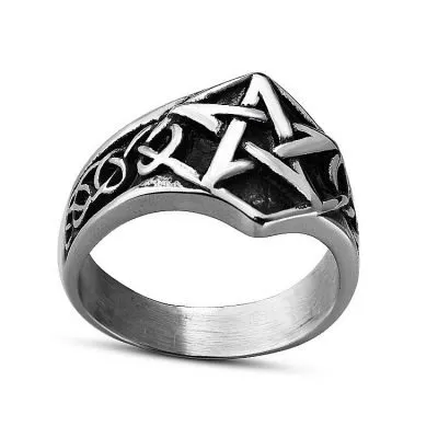 Stainless steel pentagram ring