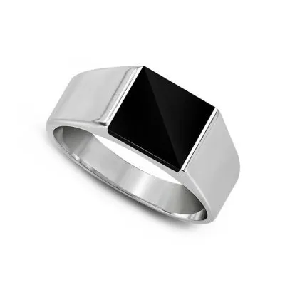 Stainless steel square signet ring
