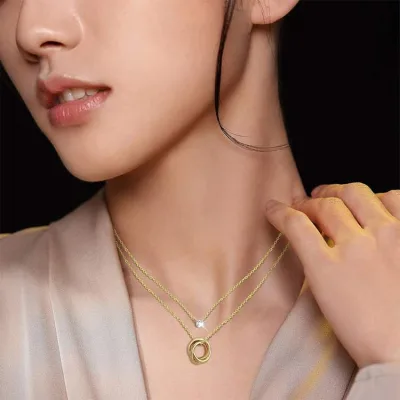 Stainless Steel Twist Triple Circles Pendant