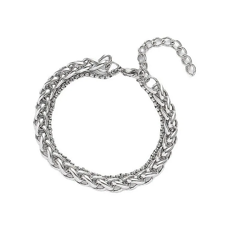 Two layered cuban link bracelet men's
