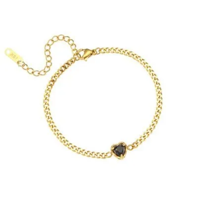 Women's black acrylic heart bracelet