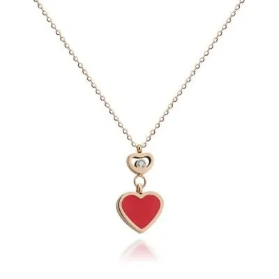 Double heart rose gold pendant