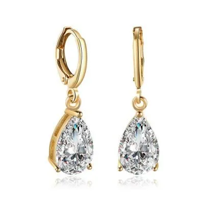 Sparkling zircon teardrop earrings