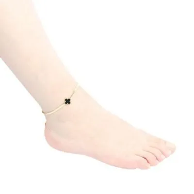 Stainless Steel Four Leaf Clover Snake Bone Anklet (1)