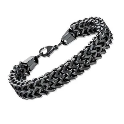 Black plated braided fish scales bracelet