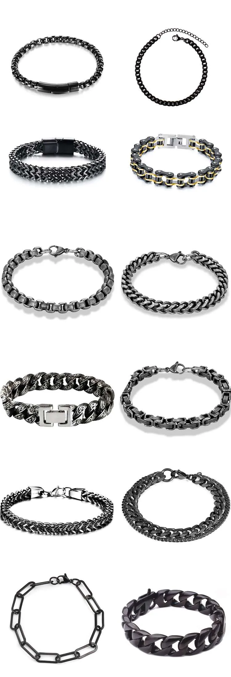 Black plated stainless steel bracelets